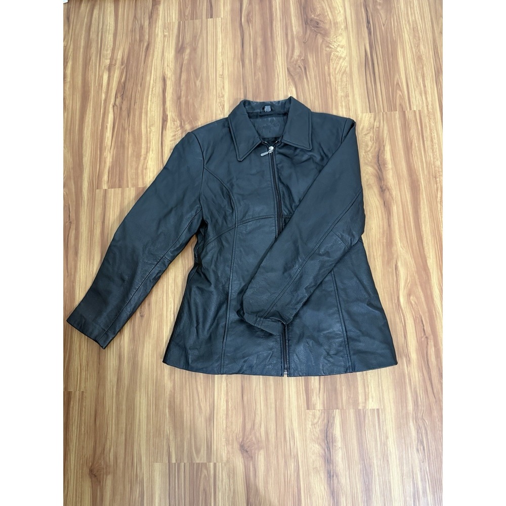 Jacqueline Ferrar Women's Black Biker Goth Grunge Leather Jacket Medium Vintage